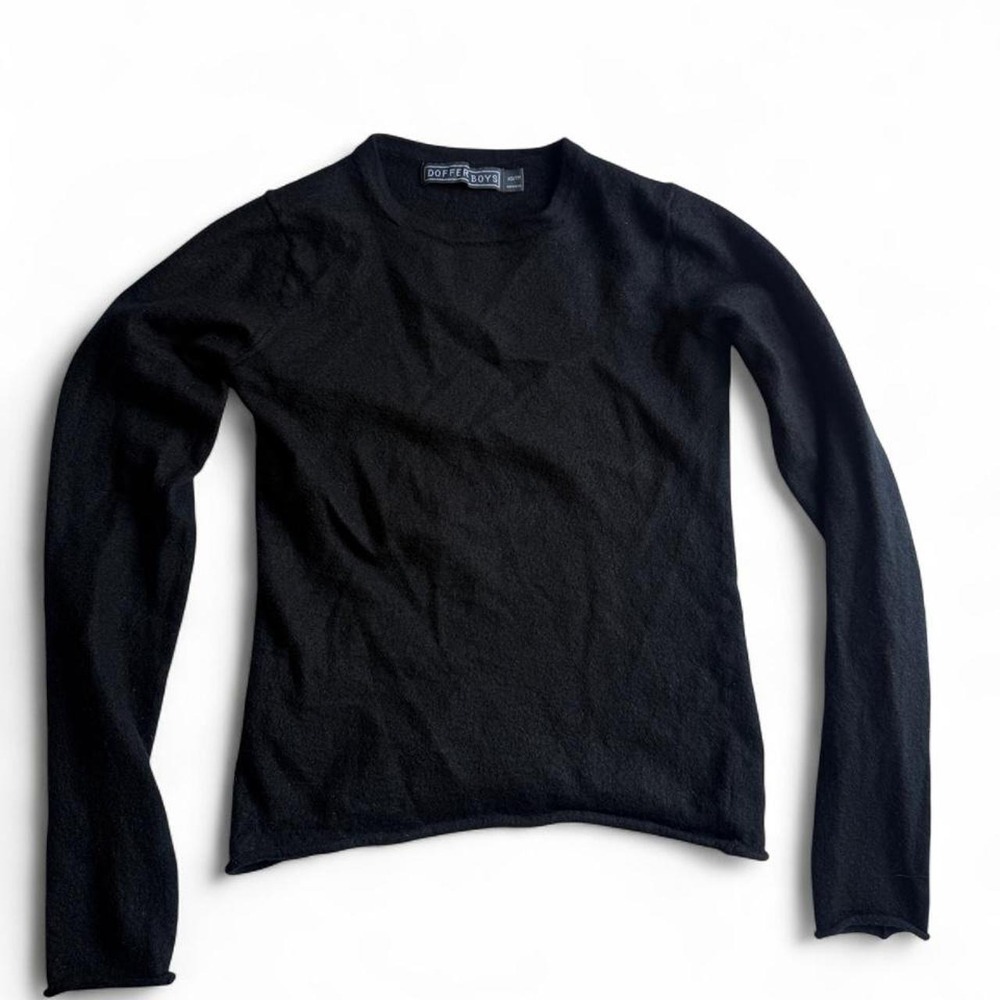 Doffer Boys 100% Cashmere Black Crew Neck Sweater XS Lightweight Quiet Luxury